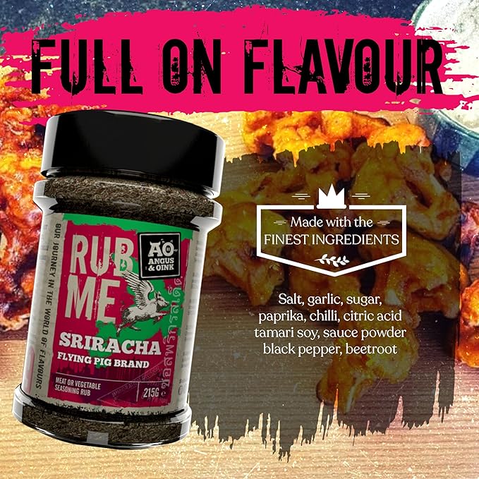 Angus & Oink | Sriracha Seasoning | Tangy Thai Spice Blend | Perfect for Eggs, Noodles, and Shrimp | Gluten-Free | 215g