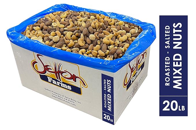 Deluxe Fancy Mixed Nuts Roasted Salted (No Peanuts), 20 Lbs. Bulk Case, Kosher
