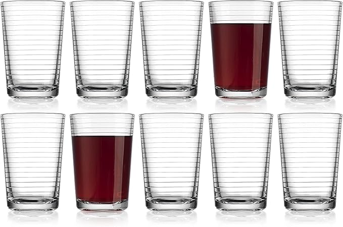 Glaver's Juice Glasses 7 oz. Set of 10 Glass Cups ??Beverage Water Tumblers For Home and Bar, Water, Cocktails, Iced tea. Kids Friendly Dishwasher Safe.