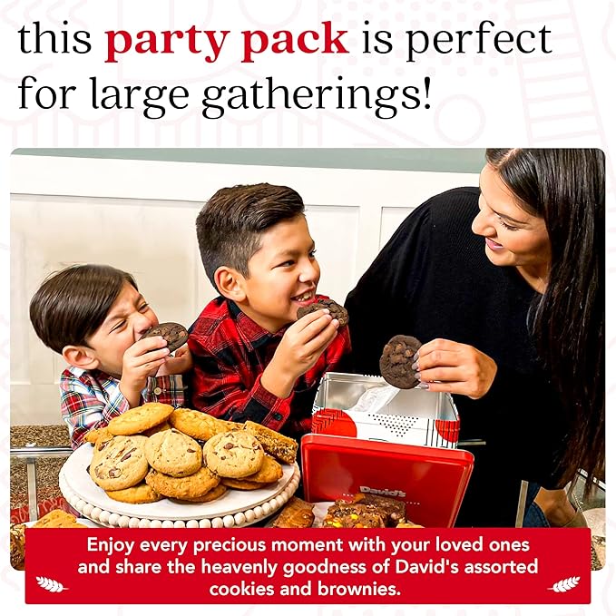 David's Cookies 5lb Assorted Cookies & Brownies Tin Gift Basket ??Fresh-Baked Delicious Gourmet Treats for Sharing | Ideal Party Pack Gift Basket for Family, Friends, Holidays, & Special Occasions