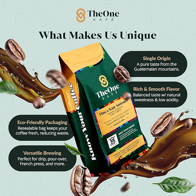 TheOne Kafé Guatemala Medium Roast Ground Coffee ??Organic, Single Origin, Premium Specialty Coffee, Ethically Sourced, Smooth & Rich Flavor ??Fresh Roasted for Espresso, Drip, Pour Over ??12 oz