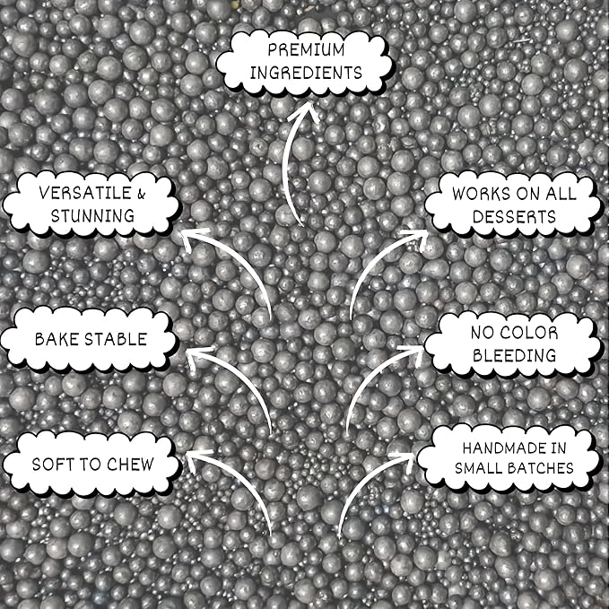 Confect Love Silver Metallic Disco Ball Sprinkles ??Edible Cake Decorating Sugar Pearls | Shiny Silver Dessert Toppers for Cupcakes, Cookies, Cakes & Party Treats | Vegan, Gluten-Free, Nut-Free, Soy-Free, Dairy-Free, Palm Oil-Free- 4.2 Oz