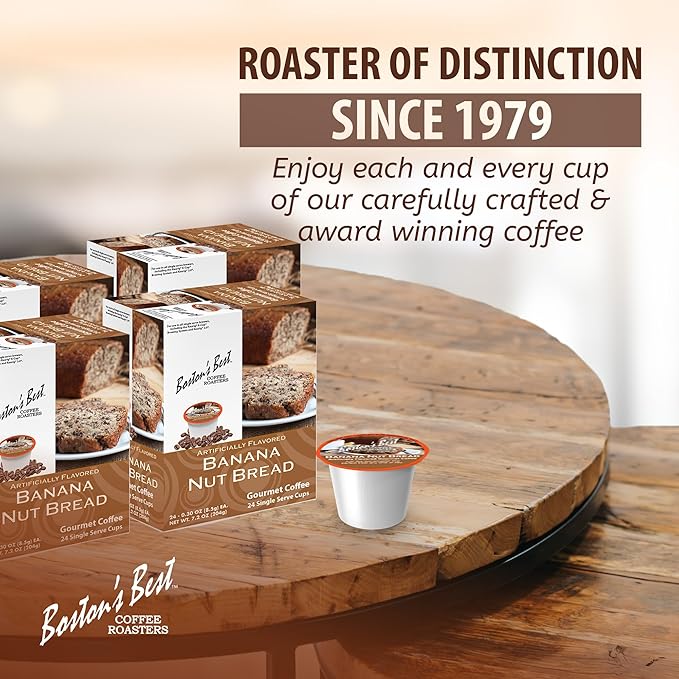Bostonโs Best - Banana Nut Bread Flavored Delicious Gourmet Coffee Compatible with Keurig Coffee Maker, 24 Count (Pack of 4)
