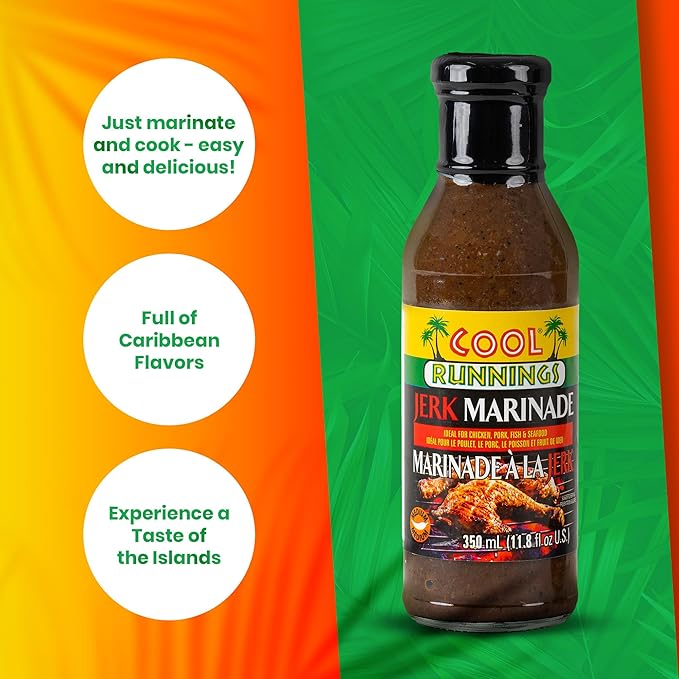 Cool Runnings Jerk Marinade 350ml - Bold and Flavorful Jamaican Stye Marinade for Grilling, Roasting, and Oven baked dishes such as Chicken, Pork, and Seafood