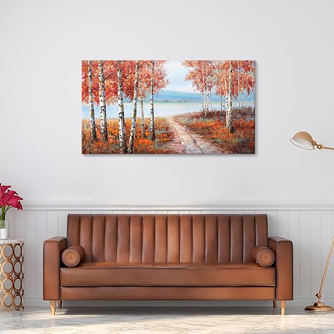 YDYSUNE Landscape Nature Wall Art - Forest Artwork for Walls - Scenery Canvas Wall Art - Orange Painting for Living Room - Farmhouse Decor - Wall Pictures for Bedroom 20횞40IN