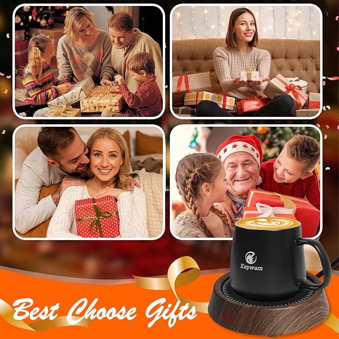 Coffee Mug Warmer & Kepwam Mug Set, Electric Coffee Cup Warmer for Desk with 6H Auto Shut Off, 3 Temperature Settings Smart Coffee Warmer for Heating Coffee, Beverage - Best Present Ideas for Dad Mom