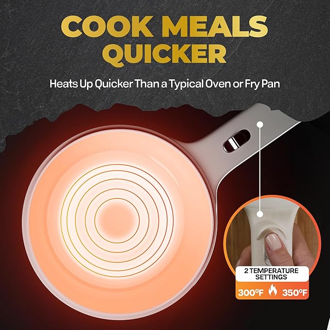 PRO 2.5L Electric Hot Pot with Lid & Steamer, Non Toxic Ceramic Cooker Skillet for Ramen, Eggs, Pasta for Dorms, Camping, RVs, Work, Adjustable Temp. - New Improved 2025 Model