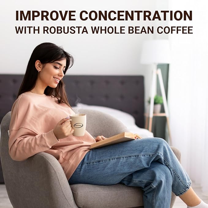 doanhdang - Pack of 2 (2.2 lbs) Premium Robusta Whole Bean Coffee, 100% Robusta Medium Roast, Rich Flavor for Espresso Shot and Brew, Origin from Vietnam, Whole Med Roast Beans