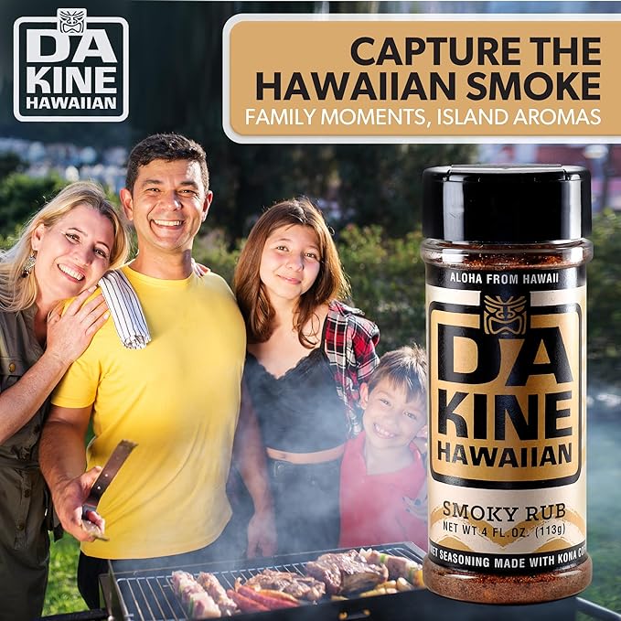 Da Kine Hawaiian Premium BBQ Dry Rub Seasoning - Authentic BBQ Seasoning Blend, Perfect Gourmet Rub Spices for Smoking, Grilling & Cooking - Gluten-Free, Low Sodium, No MSG - Smoky Flavor (4 oz - 3 Pack)
