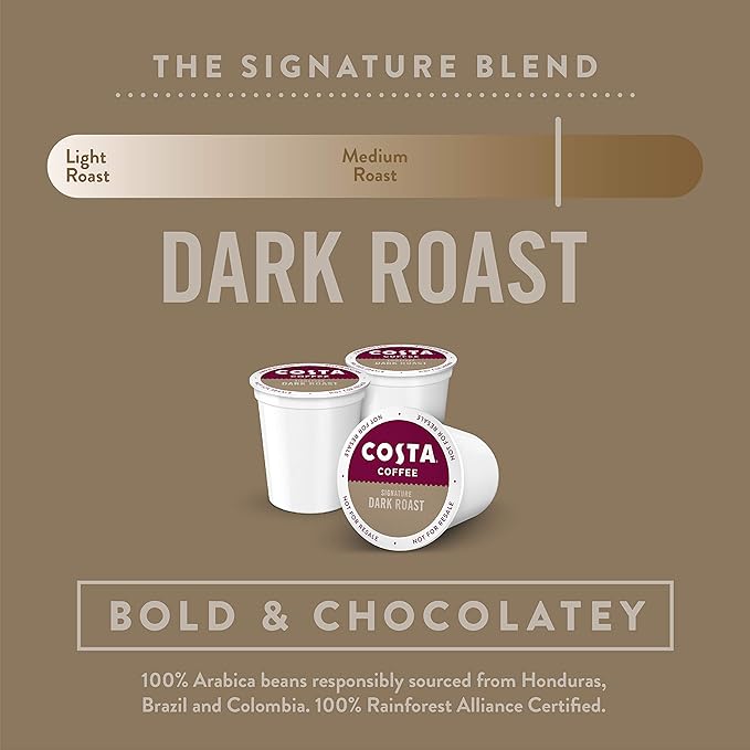 Costa Coffee Dark Roast Single Serve Pods - Signature Blend - 10 ct Box