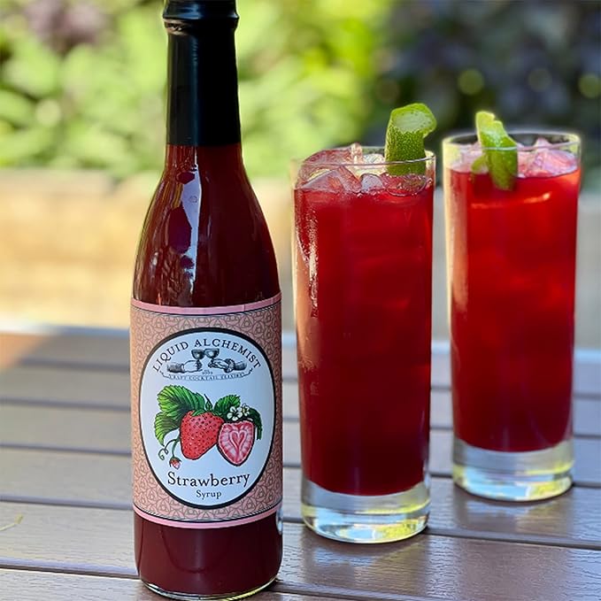 Liquid Alchemist Strawberry Syrup for Drinks - Real Ingredients Make our Strawberry Puree for Drinks a Perfect Margarita Mix - Our Flavored Syrup is Gluten & Dairy Free (25.4 oz)