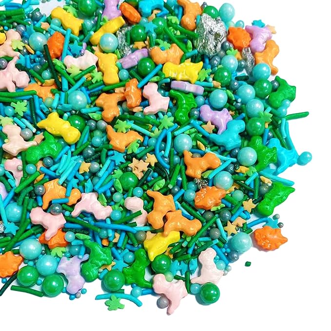 Sentovac Dinosaur Sprinkle Edible Cake Decorating Dinosaur Pearl Candy Mix Colorful Sprinkle for Cake Cupcake Topper Cookie Baking Decorations Party Birthday Supplies