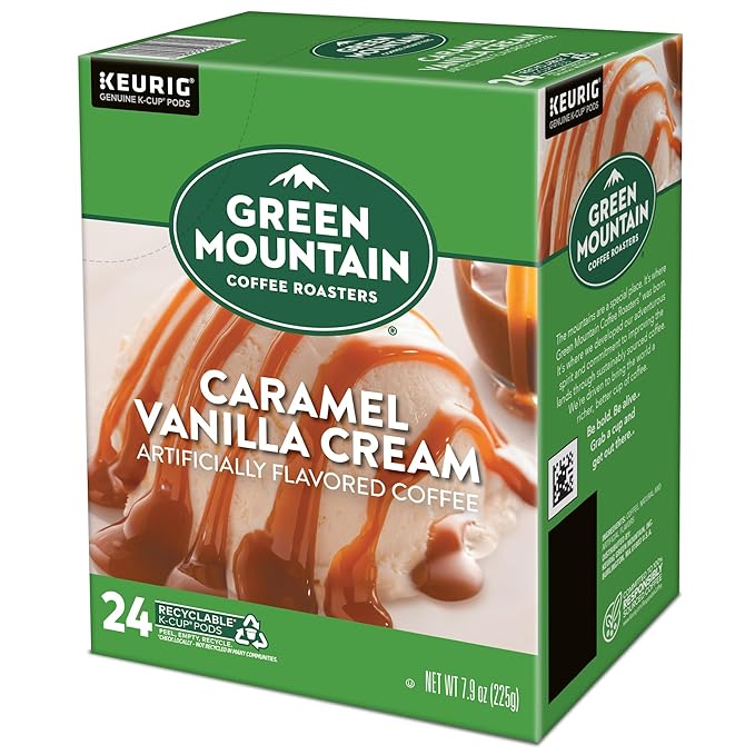 Green Mountain Coffee Roasters Caramel Vanilla Cream Coffee, Keurig Single-Serve K-Cup pods, Light Roast, 96 Count