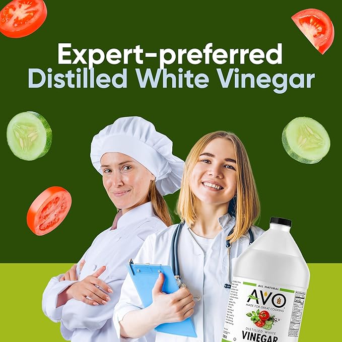 AVO 1 Gallon (128 oz) Pure Natural Distilled White Vinegar - 5% Acidity (2 pack)