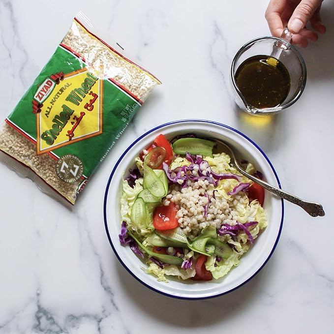 Ziyad Premium Quality Shelled Wheat ??Finely Ground, Smooth Wheat Cereal ??High Fiber, No Cholesterol/Salt ??Vitamin-Enriched, Vegan ??Quick 30 Min Prep ??Versatile for Sweet & Savory Dishes, 1 pound