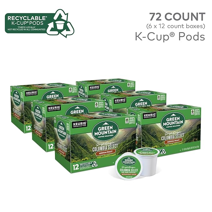 Green Mountain Coffee Roasters Colombia Select Keurig Single-Serve K-Cup Pods, Medium Roast Coffee, 72 Count