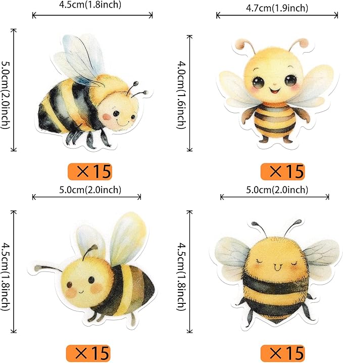 60 Pack Edible Bumble Bee Cake Topper Oh Babee Cupcake Picks Water Bumble Cake Decorations for Christmas Boy or Girl Baby Shower Kids Birthday Party Supplies