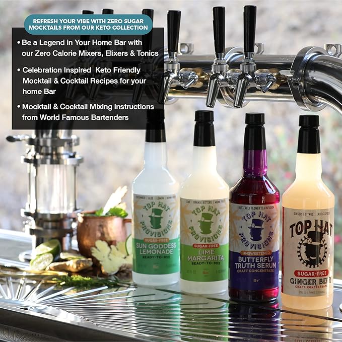 Top Hat Butterfly Truth Serum - Butterfly Pea Floral Extract - Blue Flower Tea Tincture - Blue Bitters - Unsweetened - Non-Alcoholic - Make Drinks Blue and Indigo Purple - 32oz Bottle