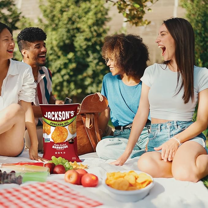Jackson?™s Classic Kettle Potato Chips (Variety Pack, 5 oz, Pack of 7) - Made with Premium Avocado Oil, Sea Salt, Salt & Vinegar and BBQ Flavors - Allergen-friendly, Gluten Free, Vegan