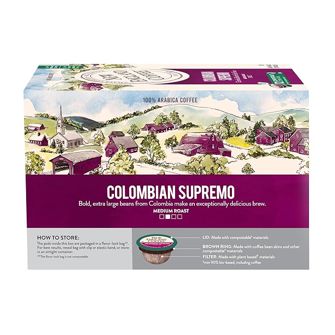 New England Coffee Colombian Supremo Medium Roast Single Serve Pods, 12ct Box (Pack of 1)