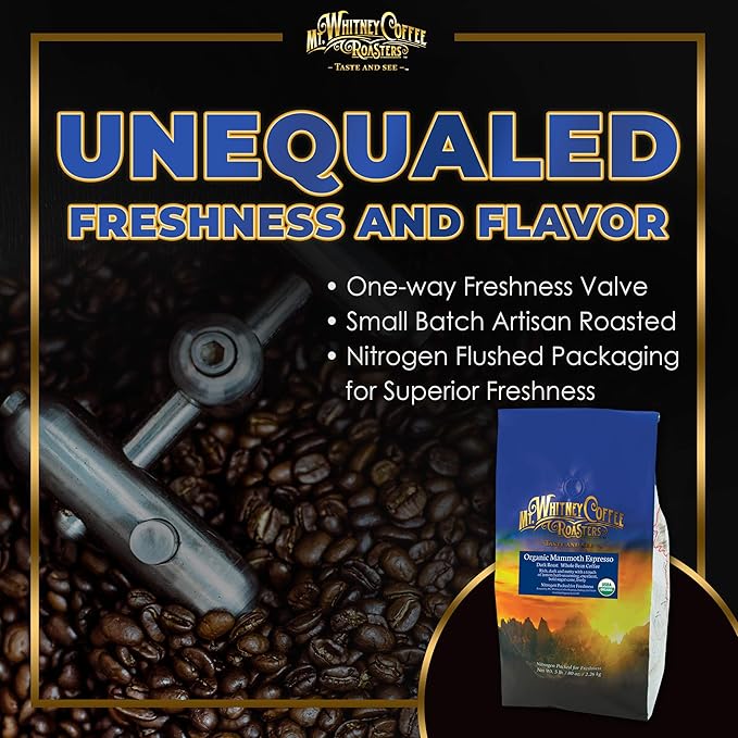 Mt. Whitney Organic Mammoth Espresso, Low Acid Coffee (Whole Bean, 5 Lb)