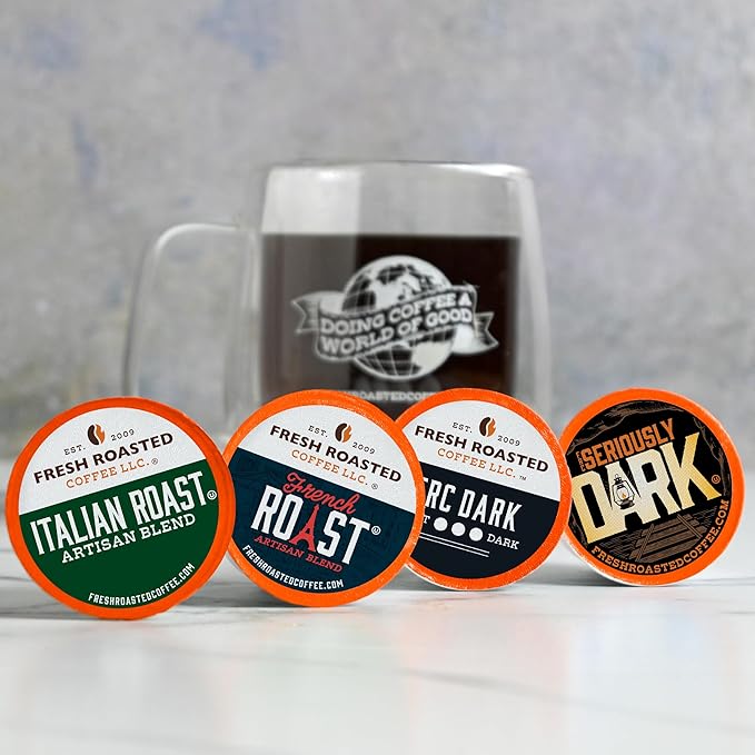 Fresh Roasted Coffee, Dark Roast Blend Variety Pack, K-Cup Compatible, 96 Count