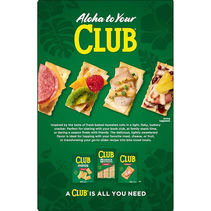 Club Crackers, Lunch Snacks, Snack Crackers, Sweet Hawaiian, 13.7oz Box (1 Box)