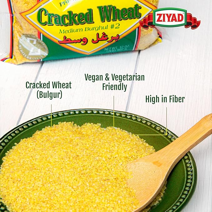 Ziyad Cracked Wheat Number 2 Medium Bulgur, Bread Filler Perfect for Bread Crumbs, Oats, Tabouli, Kibbeh, Curries! 16oz