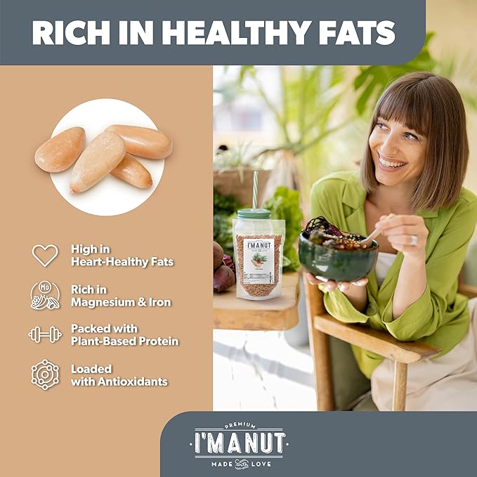 Premium Raw Pine Nuts 32oz (2 lbs.) Non-GMO, No Additives Batch Tested Gluten & Peanut Free, Resealable Pouch for Freshness, Unsalted Pine Nuts - Perfect for Pesto, Salads, Gourmet Cooking and Baking