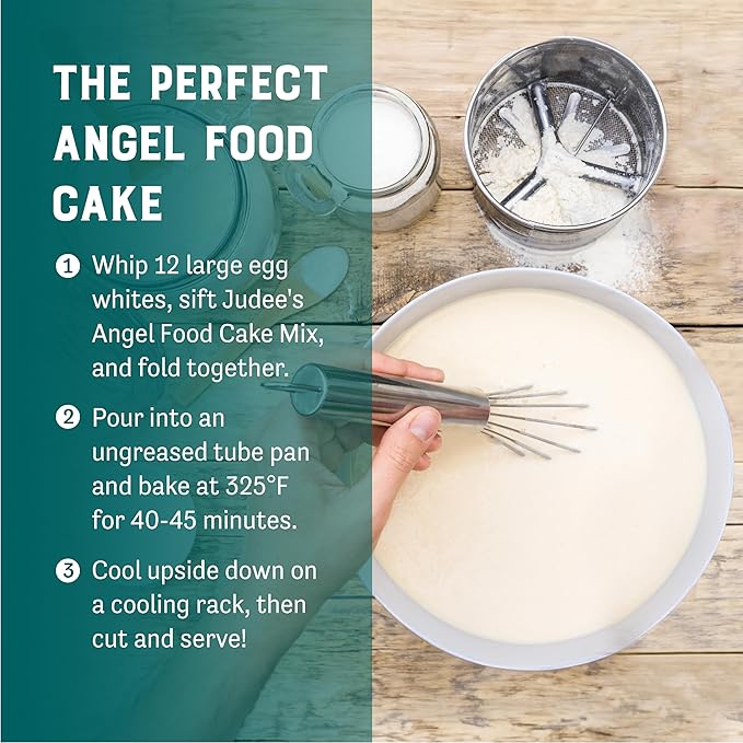 Judee's Gluten Free Angel Food Cake Mix - 1LB - Easy to Bake - Light and Fluffy Baking Mix - Delicious and 100% Gluten-Free - Ideal for Birthday Celebrations and Everyday Desserts