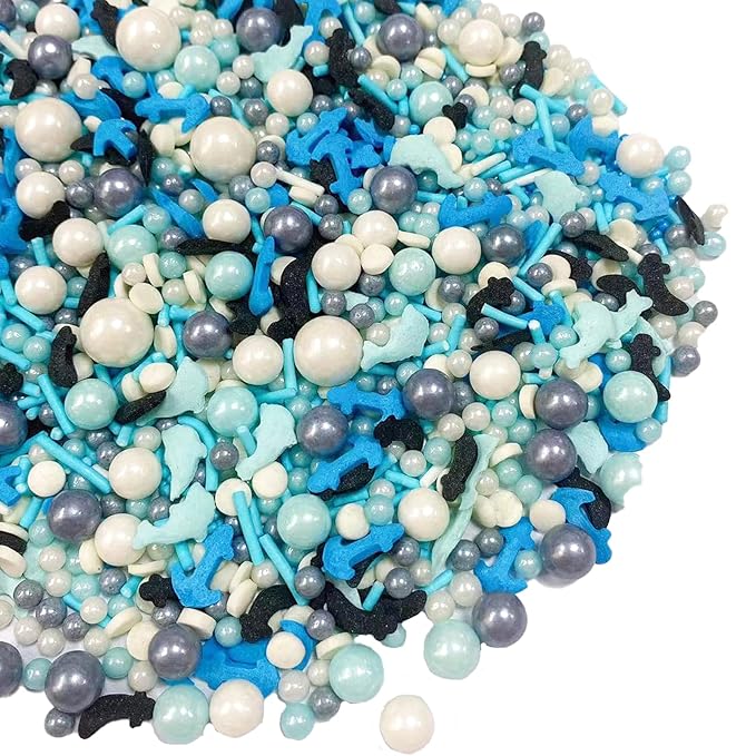 Sentovac Anchor Sprinkle Edible Cake Decorating Ocean Sprinkle Anchor Dolphin Knife Pearl Candy Mix Blue Sprinkle for Cake Cupcake Topper Cookie Baking Decorations Sea Theme Party Birthday Supplies