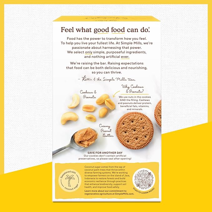 Simple Mills Sandwich Cookies Variety Pack (Creamy Peanut Butter and Cocoa & Cashew Butter) Gluten Free, Vegan, Healthy Snacks, 6.7 oz (Pack of 2)