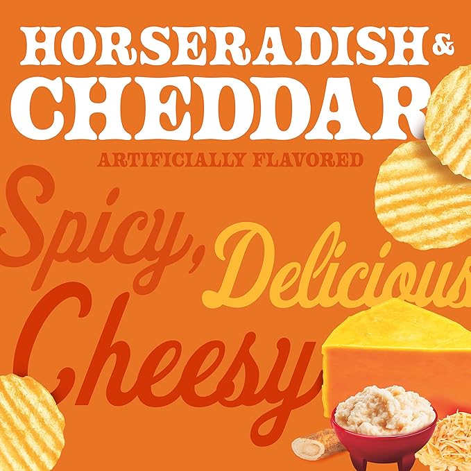 Herr???Horseradish Cheddar Potato Chips, 6 Oz Bag, Gluten Free, Bold and Tangy (Pack of 12)