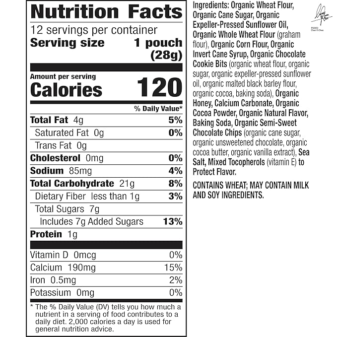 Annie's Organic Friends Bunny Grahams, Chocolate Chip, Chocolate, and Honey Baked Graham Snacks, 12 Pouches, 12 oz