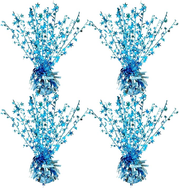 ALISSAR 4-Pack Glitter Light Blue Star Centerpieces-Table Decorations for Home Decor Birthday Wedding Anniversary Decor (Light Blue)