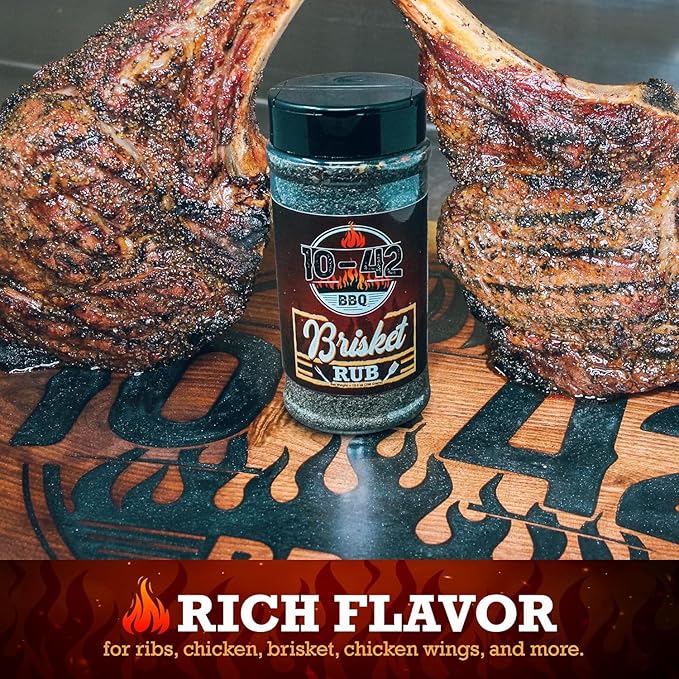 10-42 BBQ Brisket Rub (NO MSG) 10.5 oz - All-Natural Spice Seasoning for Steak, Rib, Meat - Beef Brisket Seasoning Dry Rub - BBQ Rubs and Spices for Smoking and Grilling - Brisket rub for smoker - 0 Calorie