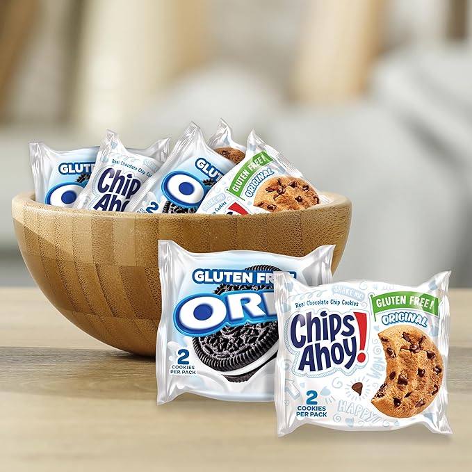 OREO Chocolate Sandwich Cookies & CHIPS AHOY! Chocolate Chip Cookies Gluten Free Cookies Variety Pack, 20 Snack Packs