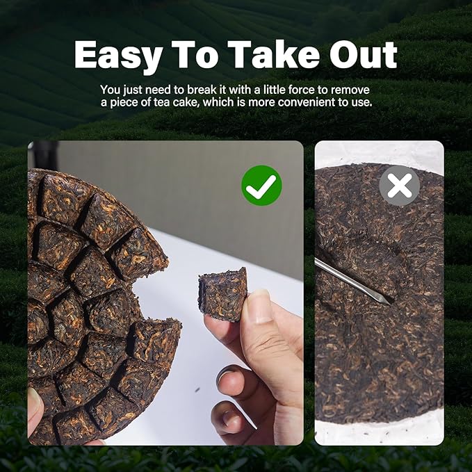 YUANSHENG Organic Puerh Tea Cake, USDA Certified Imperial Ripe Pu Erh Tea, Aged and Organic Chinese Yunnan Ancient Tree Pu-erh tea Chocolate Cake, Easy To Take Out, No Fishy, 6.34 Oz