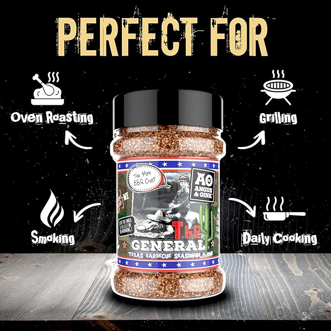 Angus & Oink | The General Tex Mex BBQ Seasoning | Authentic Deep Southern Flavour | Perfect for Beef, Lamb, Chicken & Vegetables | Gluten-Free | 200g