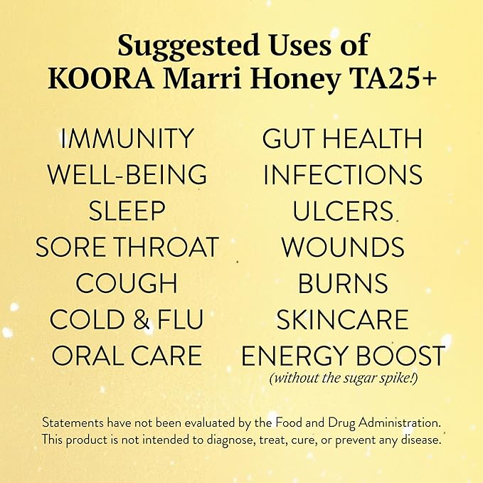 KOORA Marri Honey TA 25+ (MGO 1197+ Manuka Honey Rating Equiv.) Low GI, Medical Grade for Daily Health & Immune Support, Raw from the Ancient Forests of Western Australia, 8.8 oz