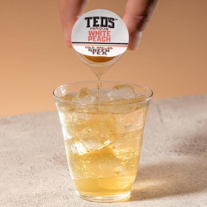 Ted's Tea by Java House - Single Serve Liquid Concentrate Pods - Peel and Pour - White Peach Green Tea - Case of 48
