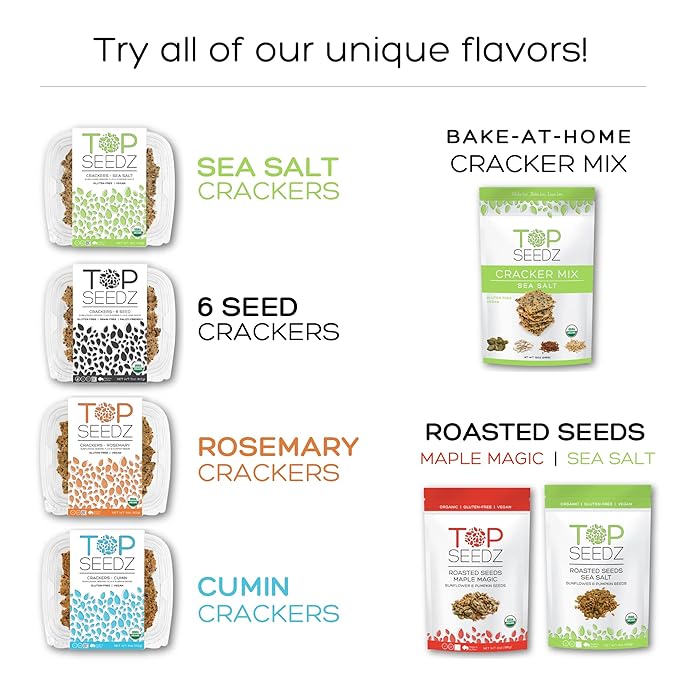 Top Seedz Organic Gluten Free Bake-at-Home Sea Salt Seed Crackers Mix | 2-Pack | 12 Ounces | Healthy Vegan Crackers with Plant Based Protein | Sunflower, Flax, Sesame and Pumpkin Seed