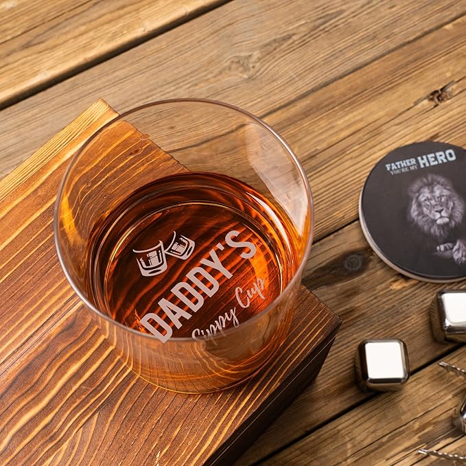 Whiskey Rocks Glass Father's Day Gift For Dad, Daddy's Sippy Cup Whiskey Glasses, Christmas Birthday Gifts for Dad from Daughter Son