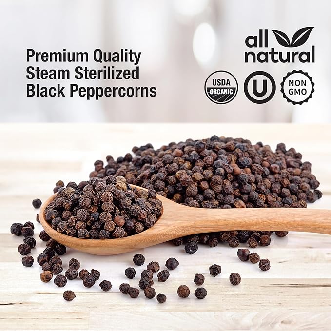 The Spice Lab Pink Himalayan Salt Coarse 2.2 Pound Tub & USDA Organic Tellicherry Peppercorns 18oz Tub - Combo Salt and Pepper Gift Pack - Peppercorns for Grinder
