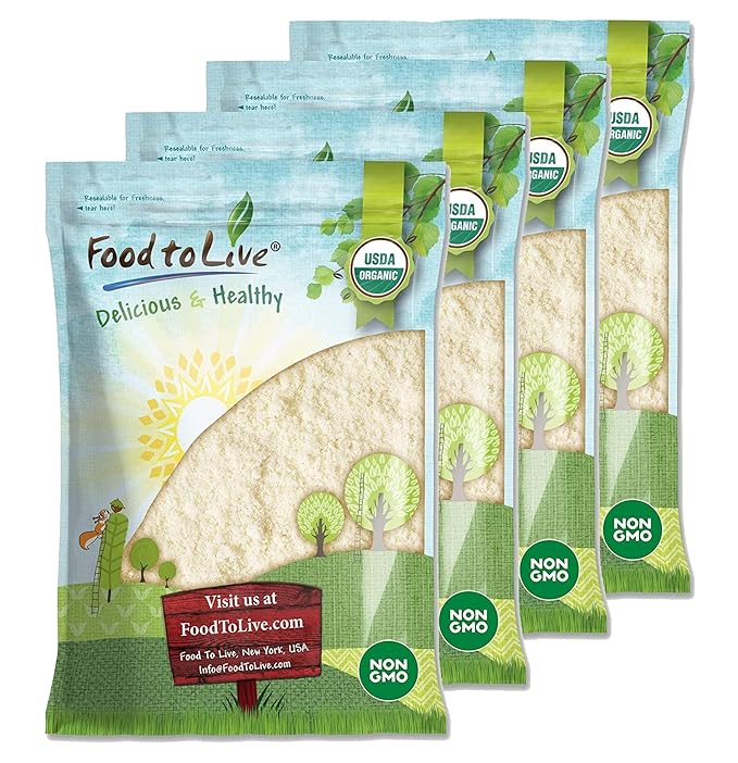 Food to Live Organic Almond Flour, 25 Pounds - Extra Fine Blanched Prime Meal, Non-GMO, Low Carb, Culinary Grade, Kosher, Keto, Paleo and Vegan Super Powder, Bulk
