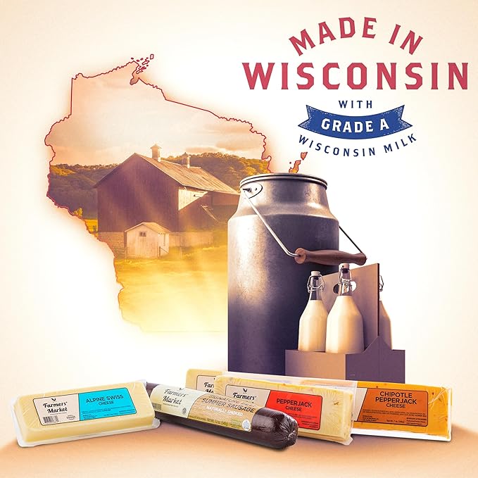 Farmers Market, Gluten Free, Keto, Paleo, Low Sodium, Zero Sugar, Wisconsin Cheese, 1-Pack, Vermont Extra Sharp Cheddar