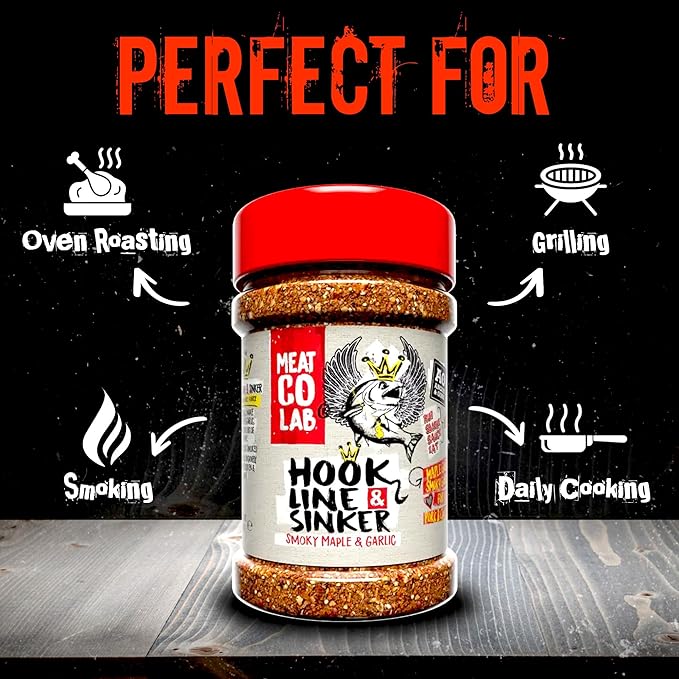 Angus & Oink | Hook Line & Sinker Rub | Maple Glazed Smoky Garlic | Perfect for Fish, Pork & Chicken | 210g