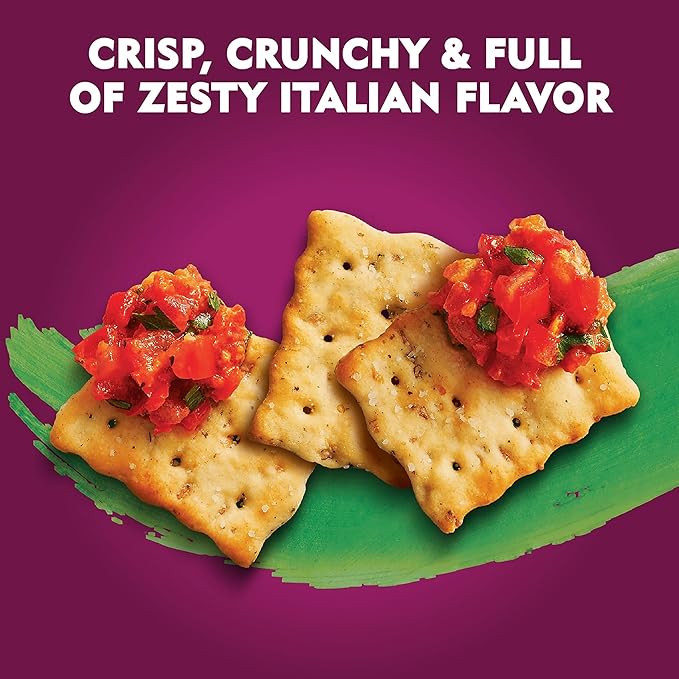 Toasteds Flatbreads Crackers, Party Snacks, Lunch Snacks, Italian Herb (12 Boxes)