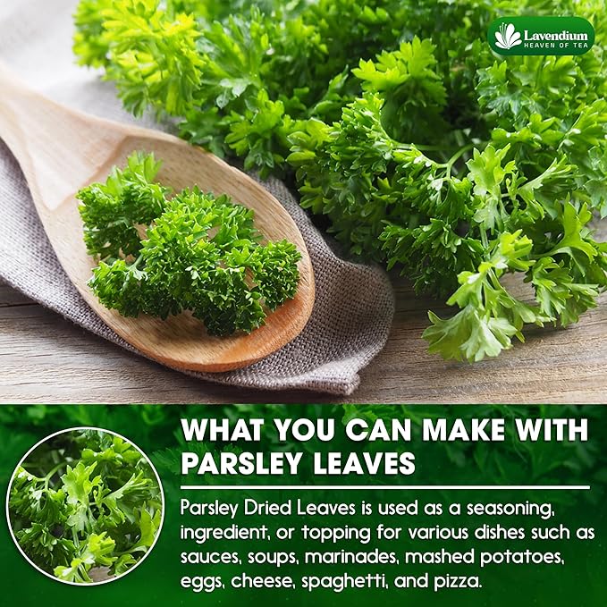 Lavendium, 4 oz Premium Dried Parsley Leaves ??100% Pure, Non-GMO, Gluten-Free, Vegan ??Aromatic Culinary Herb for Cooking, Garnish, and Seasoning ??No Additives or Preservatives ??Resealable Bag