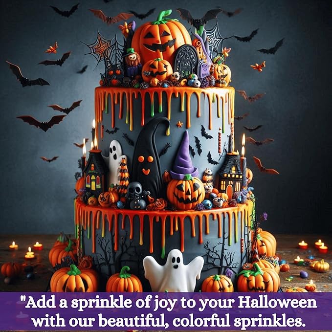 Confect Mix Ghost Black, Midnight Blue & Lime Green Pearl Sprinkles | Black witch Hats & Silver Bats Sprinkles Mix | Hallloween Sprinkles | Batty Witch Brew Sprinkles - 2 Oz